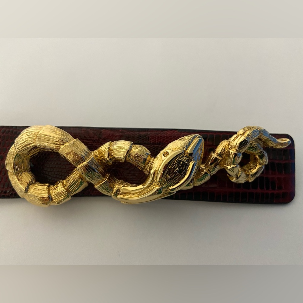 Valentino Garavani New belt lizard skin red/black. Snake buckle. Size small.